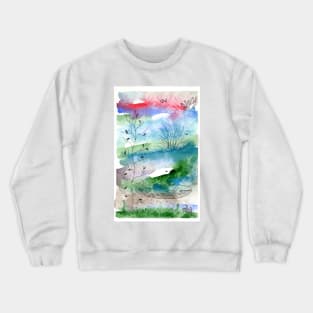 Whimsical Whale Illustration with Watercolor and Ink Crewneck Sweatshirt